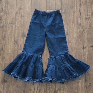 Jelly The Pug Blue Kids Jeans with Ruffle Hem
